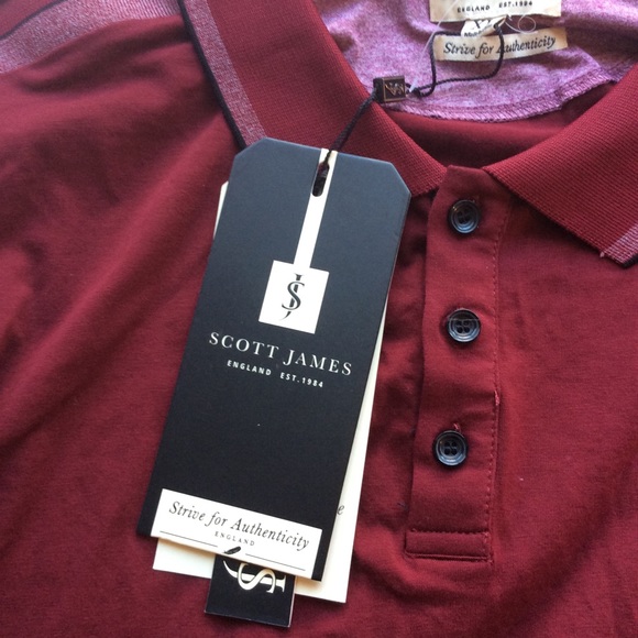 Scott James Burgundy collared Polo shirt NWT - Picture 8 of 11